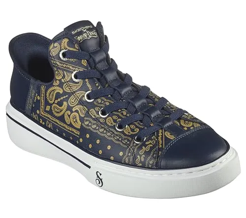 Skechers Herren Snoop One Double G Sneakers,Plimsolls, Navy Gold Bandana Print Leather, 41.5 EU