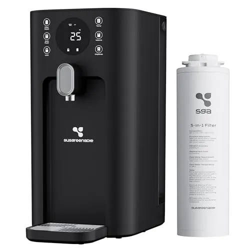 susgreenable Wasserfilter SGIWDR03-B UV tragbare Umkehrosmoseanlage - Praktische Umkehrosmoseanlage für sauberes Trinkwasser, energieeffizient mit 5-stufiger Filtration und Echtzeit-TDS-Monitor. Ideal für Küche, Büro und Camping.