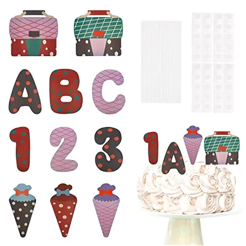 Oblique Unique® Torten Topper Schulranzen Zuckertüten ABC 123 für Schuleinführung Einschulung Schulanfang von Jungs und Mädchen Topper Kuchendeckel