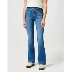 Wrangler Flare Jeans für Damen - Flare Jeans für Damen aus 80% Baumwolle, ideal für einen lässigen Look. Waschmaschinengeeignet und mit Reißverschluss und Knopf für perfekten Sitz.