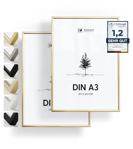 Heimlich® Bilderrahmen A3 2er-Pack, Aluminium in Gold in gold von Heimlich