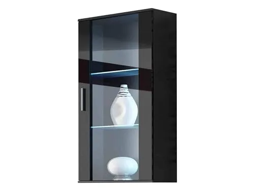 Mirjan24 Hängevitrine Schwarz 60x119x29 cm mit LED-Beleuchtung - Moderne Hängevitrine aus mattierter Laminatplatte, ideal für Ihr Wohnzimmer. Mit eleganter Hochglanzfront und praktischer LED RGB-Beleuchtung für stimmungsvolles Ambiente.