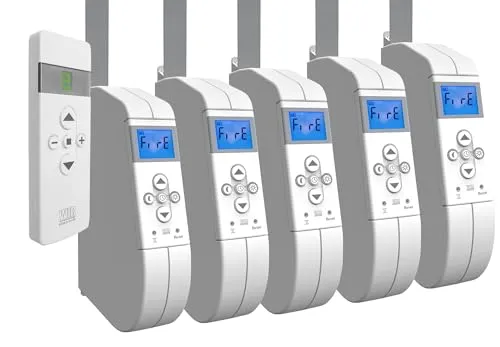WIR elektronik eWickler Comfort 5 Fenster Funk-Set - Funk-Set mit 5 Gurtwicklern und Fernbedienung, für 15 mm Gurtband. Maximale Zugleistung von 45 kg, ideal für Rollläden bis 6 qm. Programmierbare Funktionen für mehr Komfort und Sicherheit.