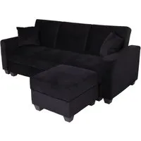 Sofa MCW-H47 mit Ottomane – Schlaffunktion & Stauraum - Stylisches Sofa mit Ottomane, ideal für Gäste und mit praktischem Stauraum. Die Schlaffunktion und der hochwertige Samt sorgen für Komfort und Eleganz in jedem Raum.