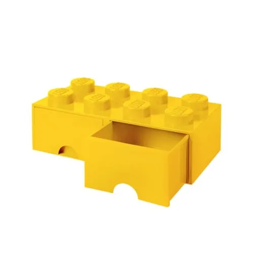 LEGO Brick Drawer 8 gelb - Aufbewahrungsbox - Praktische Kiste für Spielzeug aus robustem Polypropylen, ideal zur Aufbewahrung und Organisation von LEGO-Steinen und anderen Spielwaren.