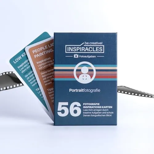 INSPIRACLES Foto-Aufgaben Karten – Portraitfotografie – 52 kreative Foto-Challenges + 10 Spickzettel – Fotografieren Lernen mit jeder Kamera – Geschenk für Fotografen