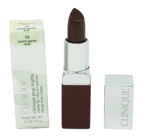 Clinique Pop Matte Lip Colour + Primer 16 Avant Garde Pop 3,9g - Hochpigmentierter Lippenstift mit integrierter Primerfunktion für langanhaltende Farbe und ein samtiges Finish. Ideal für den täglichen Gebrauch.