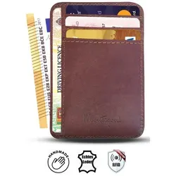 Echtleder Kartenetui mit RFID-Schutz – Ultra Slim & Flach für 12 Kreditkarten – Braun - Elegantes Kartenetui aus 100% Echtleder mit RFID-Schutz. Platz für 12 Kreditkarten, Scheine und Schlüssel. Ideal für stilbewusste Minimalisten – passt in jede Tasche!