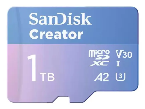 SanDisk Creator microSDXC-Karte 1TB - Speicherkarten für kreative Profis, ideal für 4K und 5,3K Videoaufnahmen mit bis zu 1 TB Speicherplatz und schneller Datenübertragung.