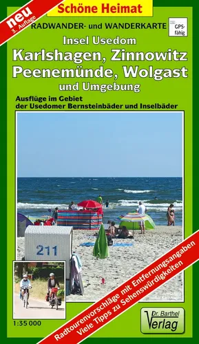 Wanderkarte Insel Usedom, Karlshagen, Zinnowitz, Peenemünde, Wolgast