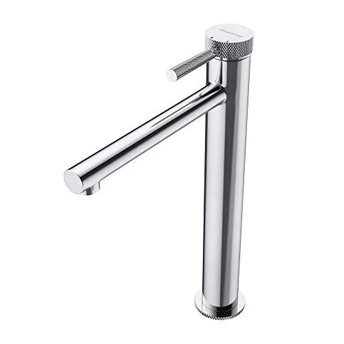 doporro Design Armatur in Silber - Touch-On-Wasserhahn für Badezimmerwaschbecken | Praktischer Einhebelmischer mit pflegeleichter, antibakterieller Kupferoberfläche für hygienischen Komfort.