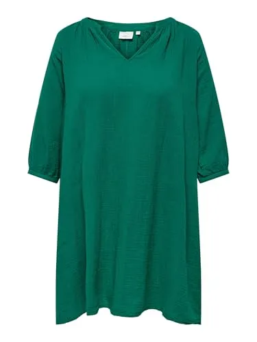 ONLY Damen Midi-Kleid V-Ausschnitt 3/4 Arm Regular fit Curvy Plus Size Dress, Farben:Grün, Größe:48