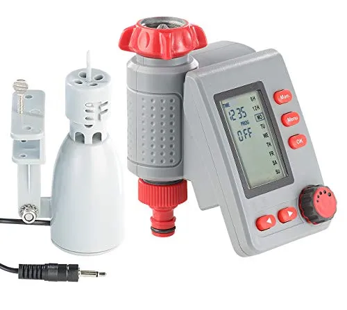 Royal Gardineer Regensensoren Garten: Digitaler Bewässerungscomputer mit Magnet-Ventil - Bewässerungscomputer für präzise Gartenbewässerung, spart Wasser durch Regensensor und individuelle Intervalle. Ideal für effiziente Gartenpflege.