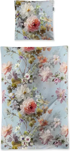 Irisette Mako-Satin Bettwäsche Wave 8596-20 - Zweiteiliges Bettwäsche-Set aus 100% Baumwolle im eleganten Blumendesign, pflegeleicht und trocknergeeignet, ideal für das ganze Jahr.