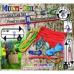 Corvus A750131 - Kids at work: Multi-Set für Seilbahn - Kunststoffspielzeug für kreative Bastler: Mit dem 10 m Multi-Seil-Set kreieren Kinder Seilbahnen und Flaschenzüge. Ideal für spannende Bauprojekte und spielerisches Lernen.
