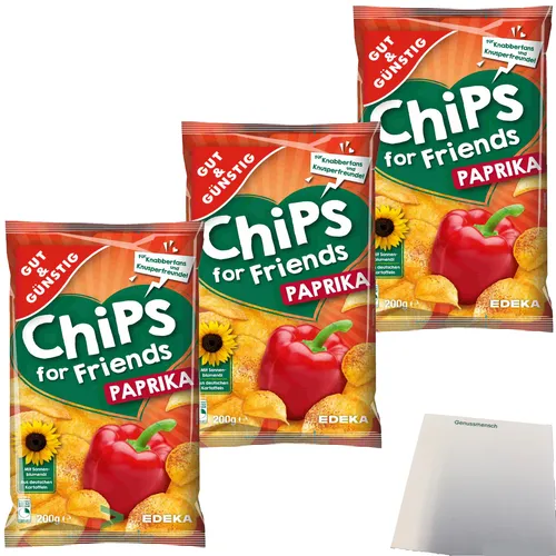 Gut & Günstig Paprika-Chips Kartoffelchips Chips Paprika-Geschmack 3x200g Tüte