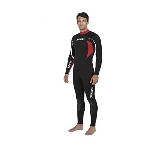 Seac Relax Long Man, 2.2 mm komfortabler, hochelastischer Neopren Nasstauchanzug Männer Damen zum Sporttauchen, Schnorcheln und Schwimmen, XXL, schwarz/rot