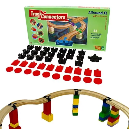 TOY2 Allround Set - 41 Schienenverbinder für BRIO & Duplo, fördert Kreativität und unterstützt nachhaltiges Spielen