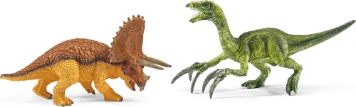 Schleich 42217 - Triceratops und Therizinosaurus, detailgetreue Spielfiguren im Set für kreative Spielstunden