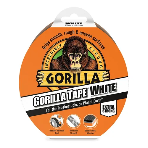Weiß Gorilla Band 48mm X 27M Stark Duct Gaffer Tape Glatt Rau Griff Gaffa