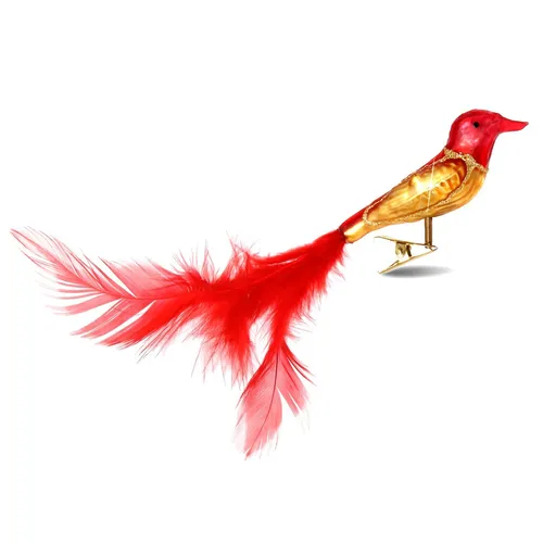 SIKORA BS323 Weihnachtsbaum Anhänger Weihnachtsschmuck Glas Vogel Rot mit Clip