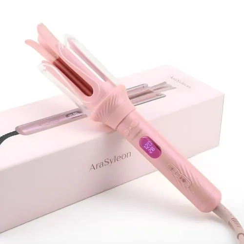 AraSyleon Automatischer Lockenstab mit PTC, 28mm/32mm/40mm Lockenwickler, 30s Quick Preheating, 12 Temperaturstufen, LCD Anzeige, Milliarden von Ionen, Lockenstab Für alle Haar Längen