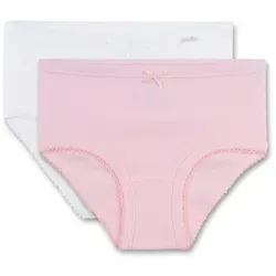 Sanetta Mädchen 2er Pack Hipslip - Slip, Unterhose, einfarbig Weiß/Rosa 128