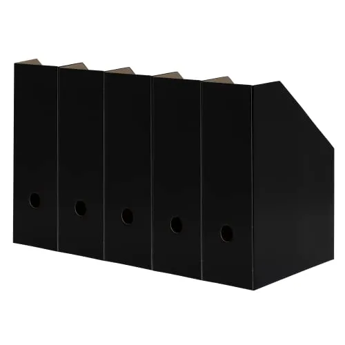 LANDRÉ Stehsammler A4, aus stabilem Karton, 10,5 cm breit, schwarz, 5 Stück
