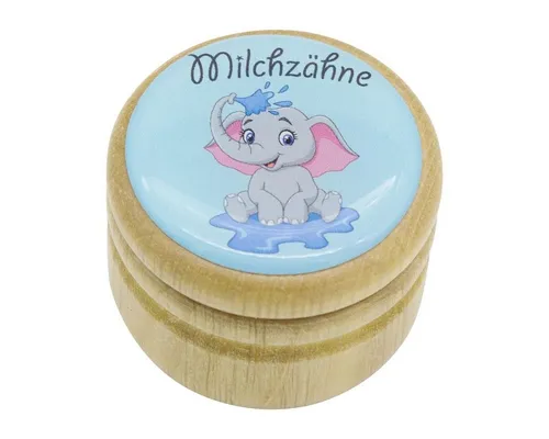 Milchzahndose Elefant Zahndose Milchzähne Bilderdose aus Holz  7017