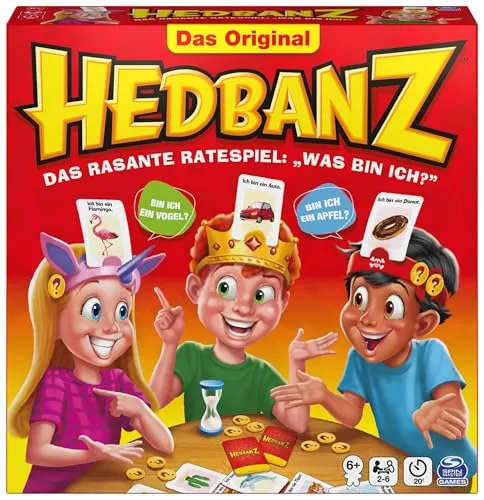 Spin Master Games Hedbanz - das rasante Ratespiel für die ganze Familie - Gesellschaftsspiel für 2-6 Spieler ab 6 Jahren, mit 6 witzigen Stirnbändern und überarbeiteten Regeln für schnellen Spielspaß und Kommunikation.