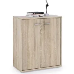 CARO-Möbel Kommode Sideboard Schrank Tommy in Sonoma Eiche - Buffetschrank mit 2 Türen und Einlegeboden, kratz- und reibungsfest durch melaminharzbeschichtete Oberfläche, modernes Design für vielseitige Kombinationen.