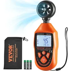 VEVOR Anemometer 69,35MPH Luftgeschwindigkeitsmesser 163x54x32mm Windmesser IP44 Windmessgerät Windstärkemesser MAX/MIN/AVG/CU-Windgeschwindigkeitsdaten -10-45°C Luftmesser Geschwindigkeitsmessgerät