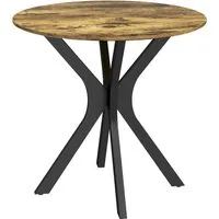 HOMCOM Runder Esstisch mit Spider-Stahlgestell - Esstisch für 2 Personen, Ø78 cm, rustikales Braun. Stabil mit pulverbeschichteten Stahlbeinen und verstellbaren Bodenschonern - ideal für kleine Küchen und Essbereiche.