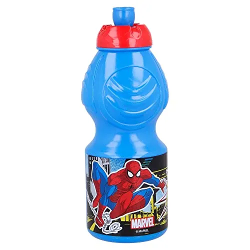 Stor Spiderman Trinkflasche aus Kunststoff, mit auslaufsicherem Verschluss, 400 ml, Bunt