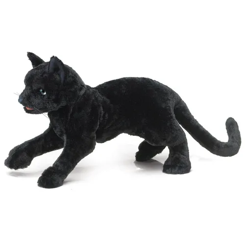 Folkmanis Schwarze Katze Handpuppe 2987 - Große Plüsch-Handpuppe für kreative Rollenspiele, ideal für Kinder und Puppentheater, aus hochwertigem Material gefertigt.
