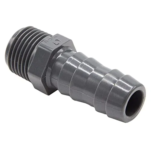 PVC 1/3 Schlauchtülle I 20-18mm Tülle I 1/2 Zoll Außengewinde I 10 Bar I Schlauchanschluss mit Rippenstruktur für idealen Halt I PVC Fitting mit Tülle für Pool und Garten I bm023