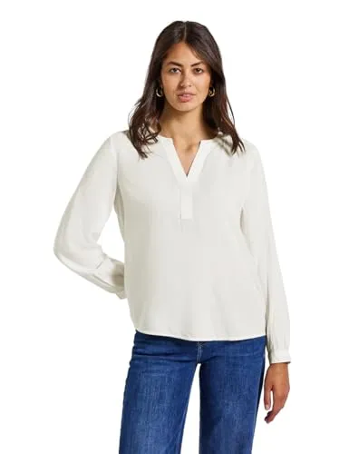 Street One Damen Split Neck Tunika Off White, Größe 38 - Bluse mit Split Neck und Langarm, ideal für vielseitige Outfits. Perfekte Passform mit angenehmem Tragekomfort.