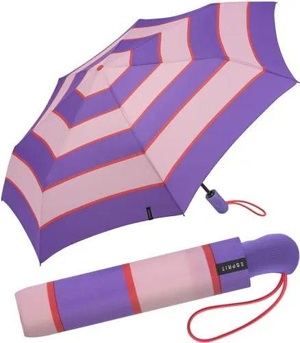 Esprit Taschenschirm Easymatic Light - Deep Lavender - Stylischer Taschenschirm für Damen mit Auf-Zu Automatik und umweltfreundlichem recyceltem Polyester. Kompakt und leicht, perfekt für jede Handtasche.