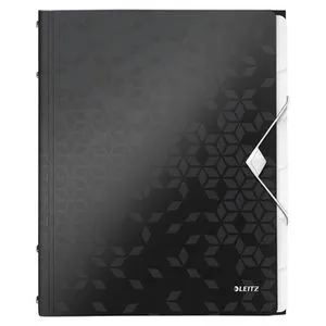 Leitz Ordnungsmappe 4633-00-95, WOW, A4, aus Kunststoff, schwarz, 6 Fächer