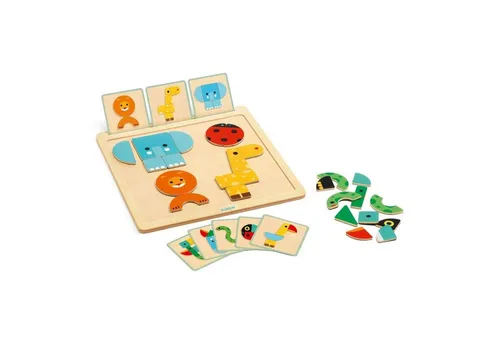 DJECO Magnetisches Holzpuzzle Tiergesichter von Djeco