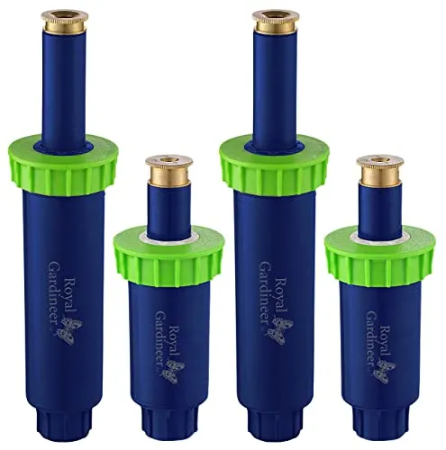 Royal Gardineer Sprinkler Garten: 4er-Set versenkbare Bewässerungssprinkler mit 3 Sprühköpfen, bis 50 qm (Rasenbewässerung versenkbar, Garten-Bewässerung-Sprinkler, Bewässerungsventile)