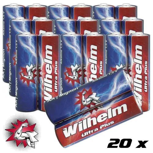 Wilhelm Ultra Plus AA Mignon Alkaline Batterien im Shrink LR6 20 x