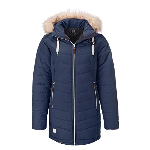 Dry Fashion Damen Steppmantel Göteborg - Elegante Winterjacke für Frauen in Navy, Größe 42 - Funktionsjacke mit hochwertiger Daunenfüllung, atmungsaktiv und wetterfest für optimalen Komfort an kalten Tagen.