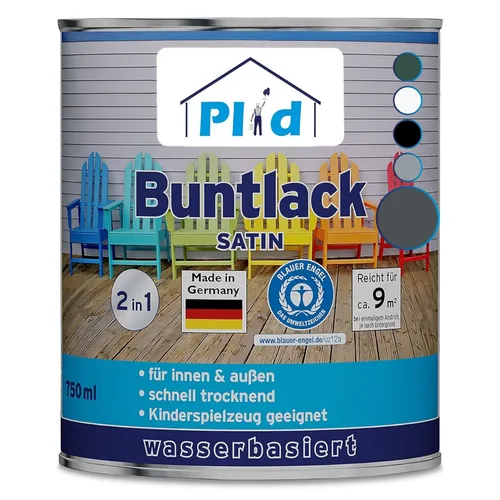 Anthrazit Buntlack 0,75L - Schnelltrocknender Acryllack für Holz und Metall - Lacke für Holz und Metall, schnelltrocknend mit 4 Stunden Trocknungszeit, ideal für Türen und Möbel, deckt ca. 9 m² pro Anstrich.
