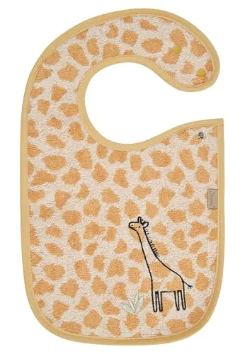 Sterntaler Lätzchen Giraffe Kaya – saugfähiges Jaquard Frottee (Baumwolle) mit süßer Stickerei – wasserundurchlässige Einlage & Druckknopfverschluss auf der Schulter - Geschenk, ab Geburt, sandfarben