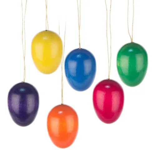 Ostern 6er Set Ostereier Strauchbehang einfarbig Erzgebirge