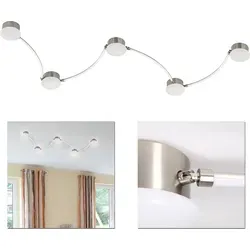 Moderne dimmbare LED Deckenleuchte 5-flammig 35W - Stilvolle 5-flammige Deckenlampe aus Nickel matt, ideal für Wohnräume. Mit 2750 Lumen Helligkeit und 30000 Stunden Lebensdauer sorgt sie für ein angenehmes Licht.