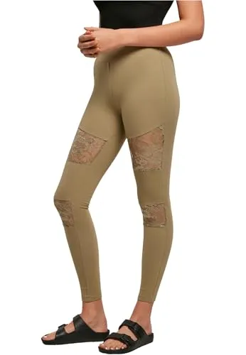 Urban Classics Damen Ladies Laces Inset Leggings Khaki, M