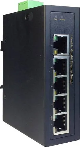 Digitus DN-651107 Industrial Ethernet Switch 5 Port - SWITCHES für raue Umgebungen, temperaturbeständig von -40°C bis 75°C, ideal für Transport und Produktion, schnelle Plug-and-Play-Installation.