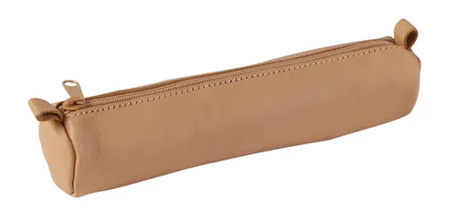 CLAIREFONTAINE Federtasche Schlampermäppchen klein - Leder rund 3,5x18cm, elegantes Design in Naturton für stilvolle Aufbewahrung von Schreibutensilien